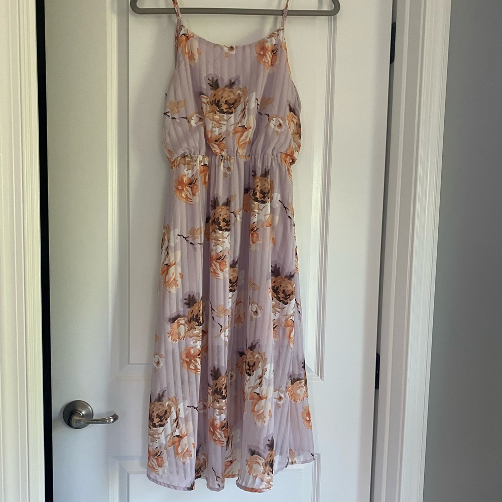 Purple floral midi dress